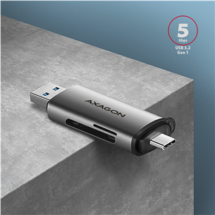 Kortelių skaitytuvas AXAGON Prekė - CRE-SAC SuperSpeed USB-C / USB-A