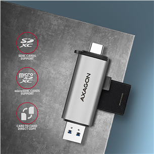 Kortelių skaitytuvas AXAGON Prekė - CRE-SAC SuperSpeed USB-C / USB-A