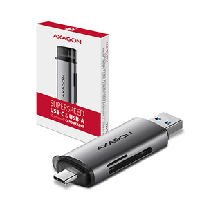 AXAGON Товар - CRE-SAC SuperSpeed USB-C / USB-A Card Reader, темно-серый - Считыватель карт памяти