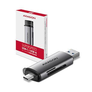 Kortelių skaitytuvas AXAGON Prekė - CRE-SAC SuperSpeed USB-C / USB-A