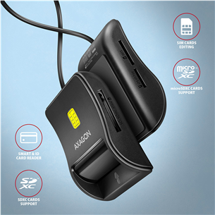 ID kortelių skaitytuvas AXAGON Item - CRE-SM3SD, USB-A