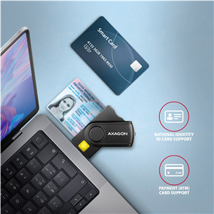 Atminties kortelių skaitytuvas AXAGON CRE-SMP2A, USB-A, USB-C, memory card reader, black