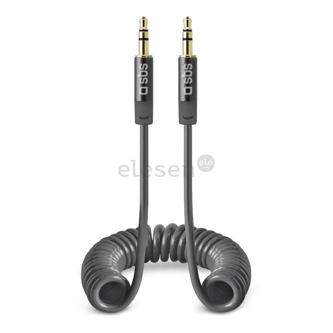 SBS, 3.5mm - 3.5mm, coiled, dark gray - Cable Item - TECABLE35SPIRDG