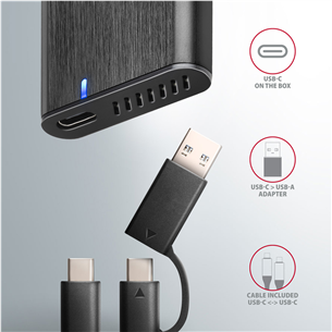 Axagon Товар - EEM2-SB2 Raw Box, USB-C, M.2 NVME, mSATA, черный - Корпус для SSD