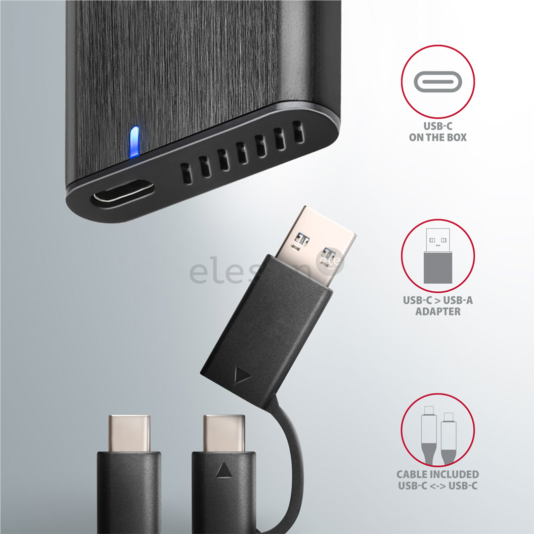 Axagon Товар - EEM2-SB2 Raw Box, USB-C, M.2 NVME, mSATA, черный - Корпус для SSD