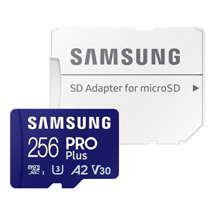 Samsung PRO Plus, 2023, microSDXC, 256 ГБ, синий - Карта памяти и адаптер Товар - MB-MD256SA/EU MB-MD256SA/EU