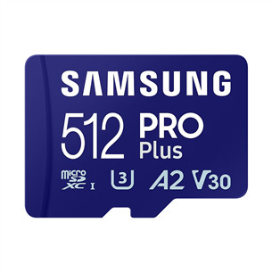 Samsung PRO Plus, 2023, microSDXC, 512 GB, blue - Memory card and adapter