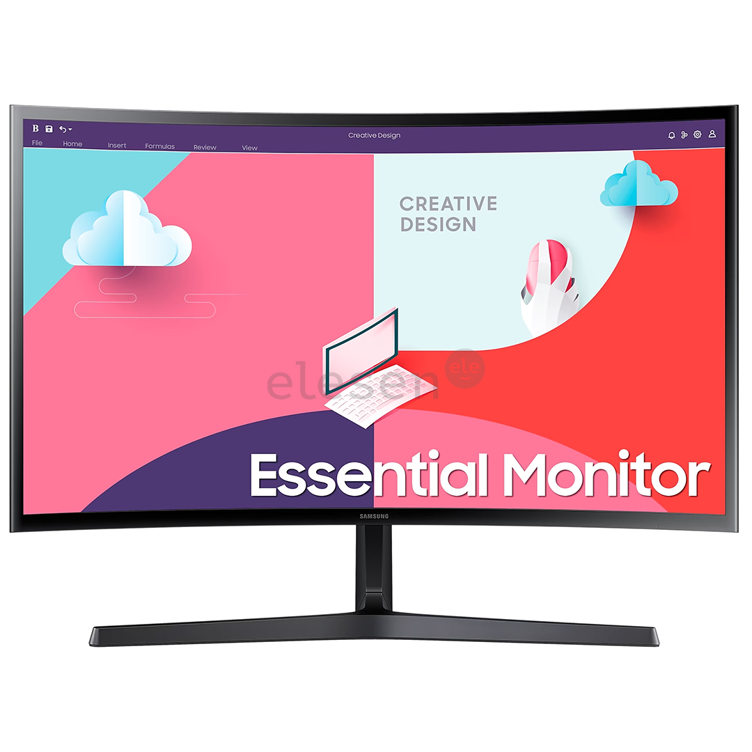 Samsung Essential, 24'', curved, Full HD, 75 Hz, LED VA, black - Monitor Item - LS24C366EAUXEN