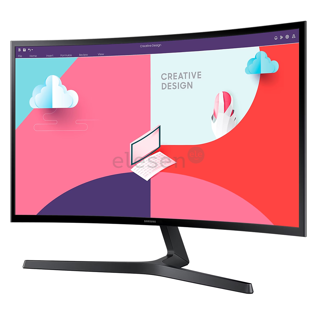 Samsung Essential, 24'', curved, Full HD, 75 Hz, LED VA, black - Monitor Item - LS24C366EAUXEN