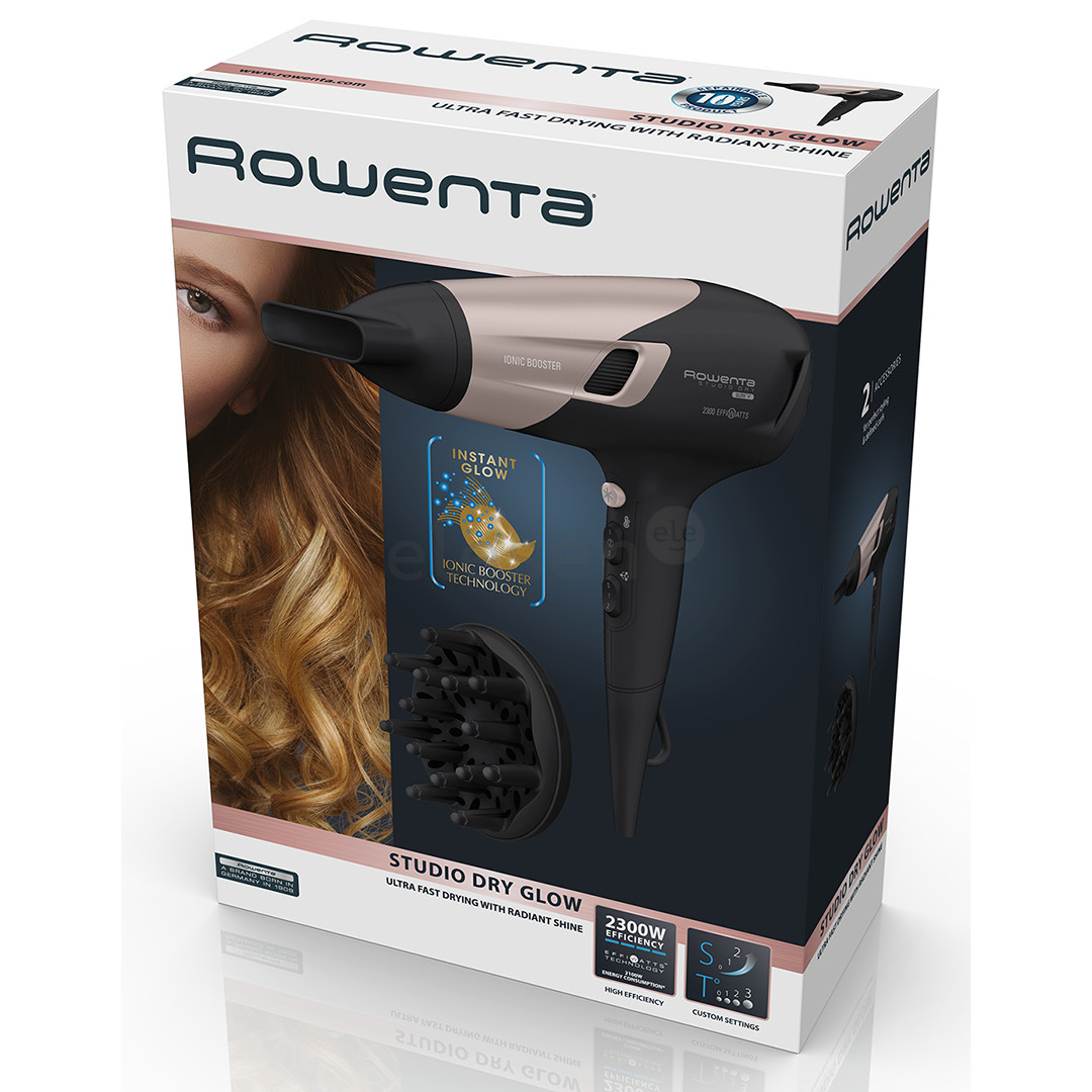 Rowenta Studio Dry Glow, 2100 W, juodas/rožinis - Plaukų džiovintuvas