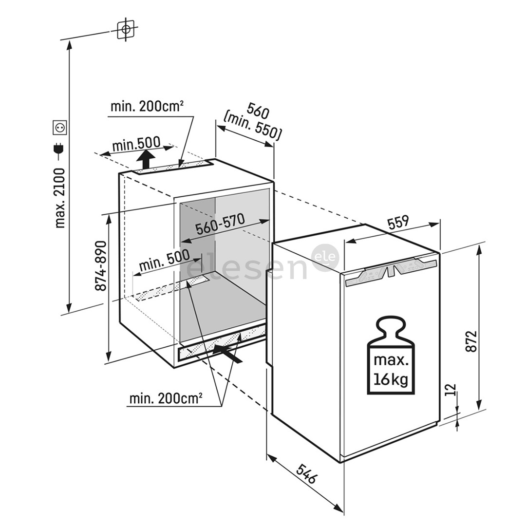 Įmontuojamas šaldytuvas Liebherr Prekė - IRE3901-20, 118 L, 88 cm
