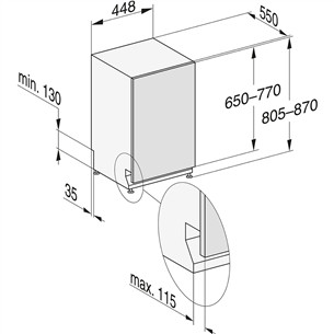 Miele, 9 komplektų talpa - Įmontuojama indaplovė