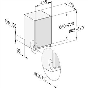 Miele, 9 komplektų talpa - Įmontuojama indaplovė
