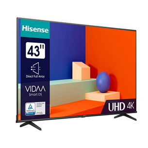 Hisense A6K, 43'', Ultra HD, LED LCD, feet stand, black - TV Item - 43A6K