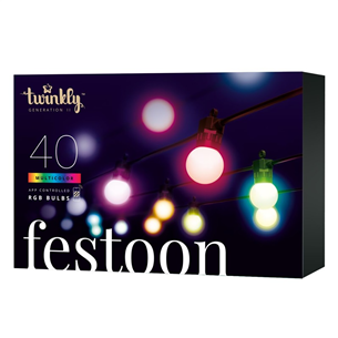 Twinkly Festoon Lights 40 RGB, 20 m, black - Smart festive lights Item - TWF040STP-BEU