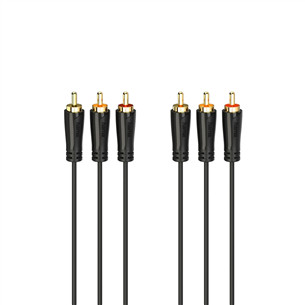 Laidas Hama Audio/Video Cable, 3 RCA - 3 RCA, gold-plated, 1.5 m, black Prekė - 00205150
