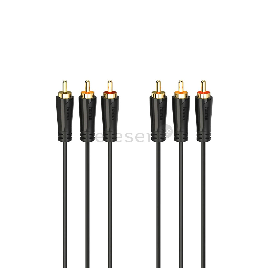 Laidas Hama Audio/Video Cable, 3 RCA - 3 RCA, gold-plated, 1.5 m, black Prekė - 00205150