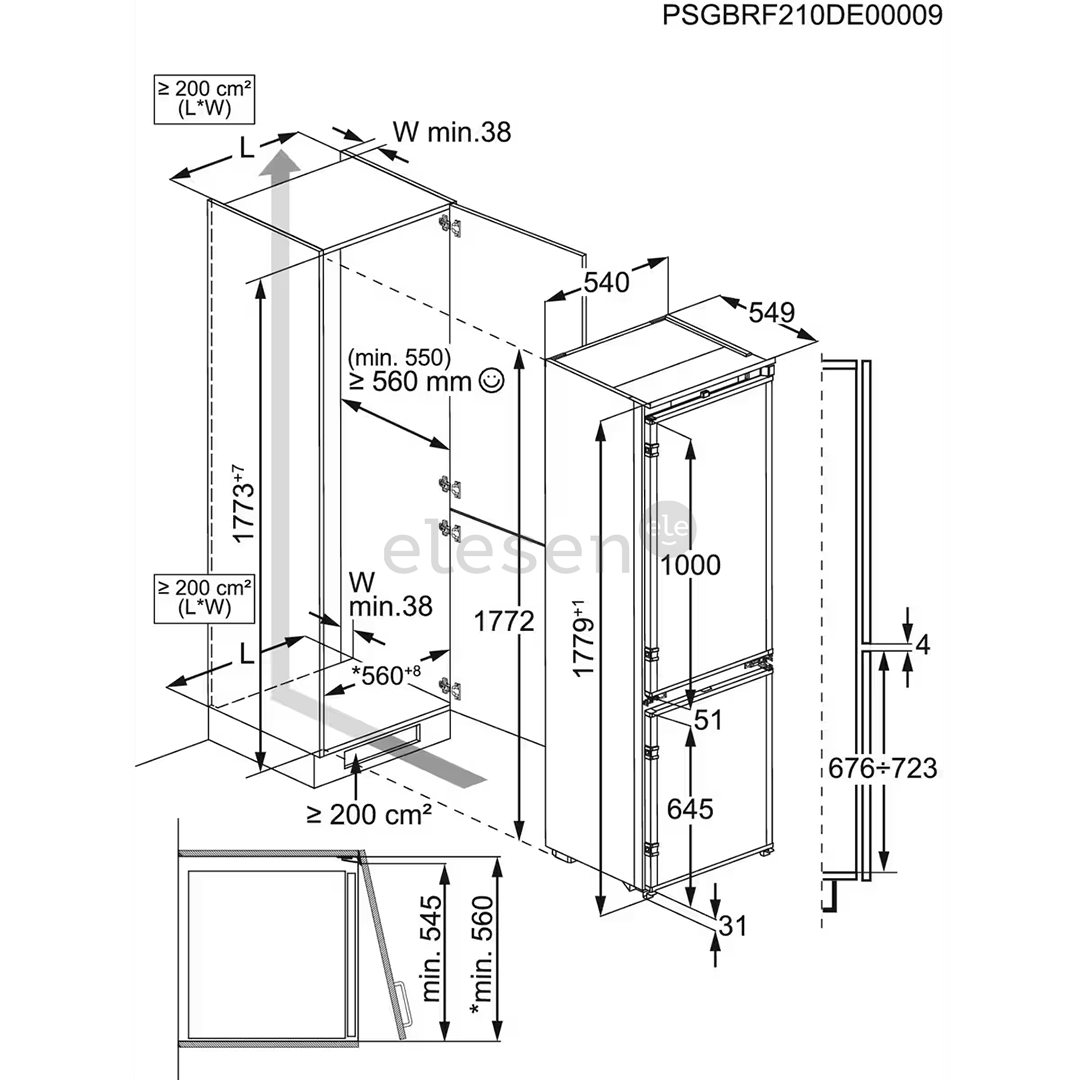 Įmontuojamas šaldytuvas Electrolux Prekė - LNG7TE18S, NoFrost, 256 L, 178 cm