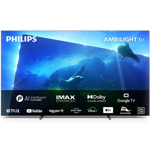 Philips OLED818, 77", OLED, Ultra HD, pastatomas, pilkas - Televizorius