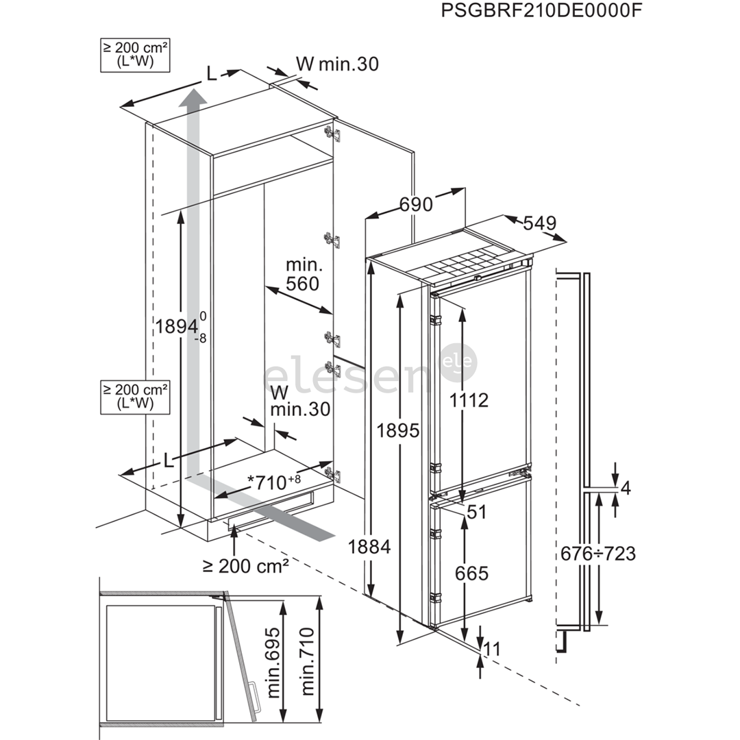 Įmontuojamas šaldytuvas AEG Prekė - ENP7TD75S, NoFrost, 376 L, 189 cm