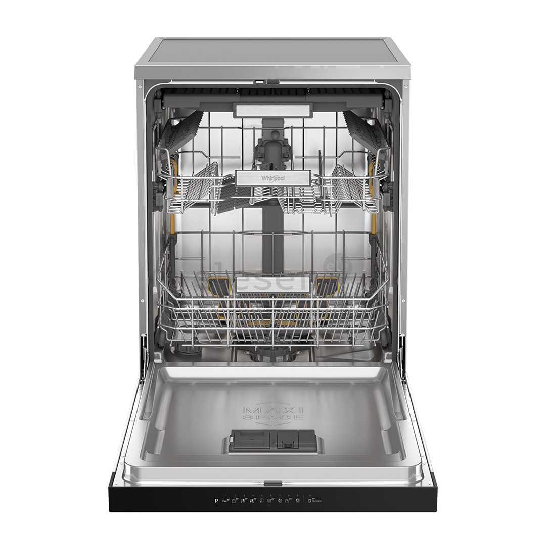 Whirlpool, 15 place settings, inox - Free standing dishwasher