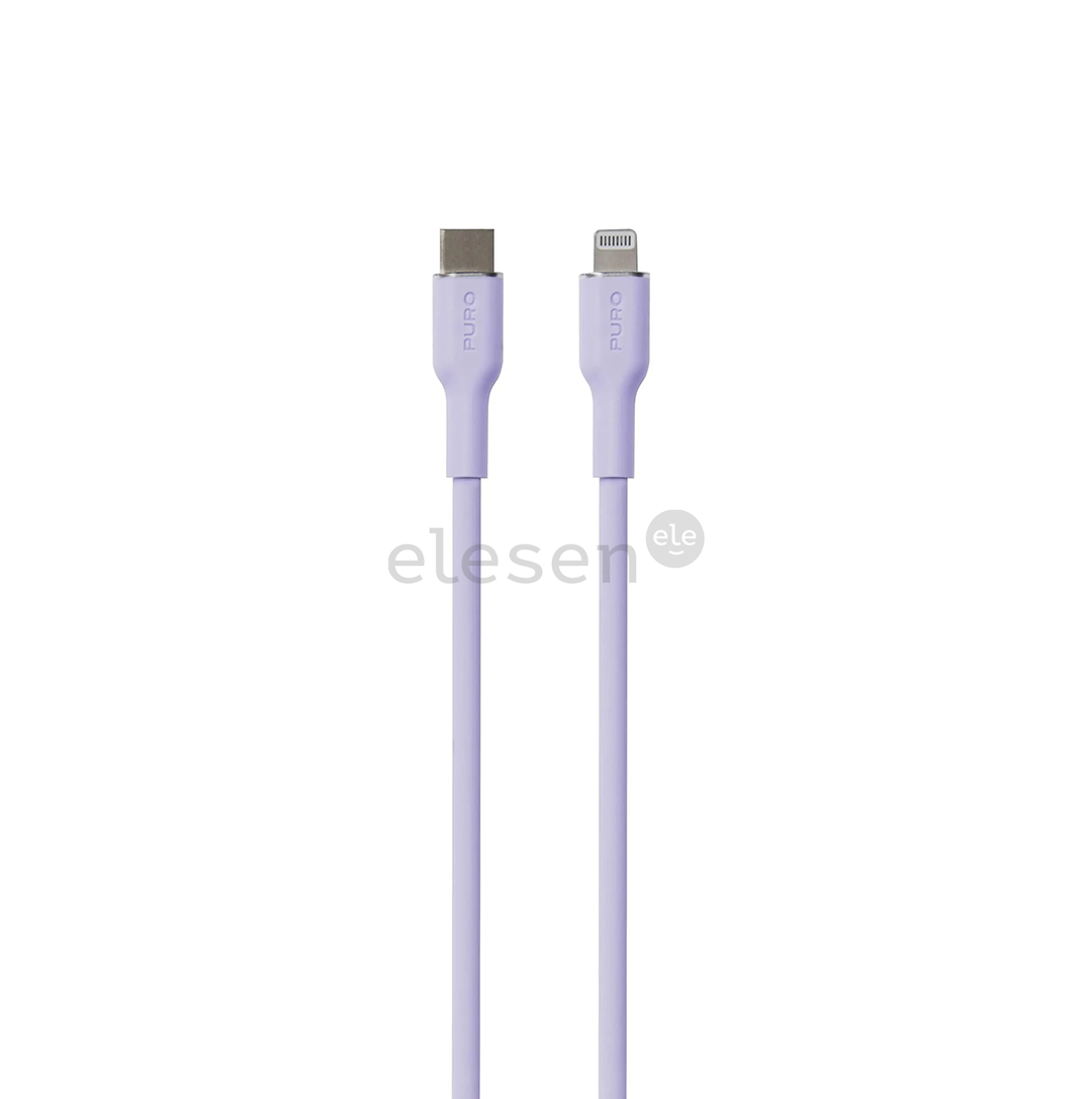 Laidas Puro SOFT, USB-C, Lightning, 1,5 m, lavender Prekė - PUCAPLTUSBCICONLVD