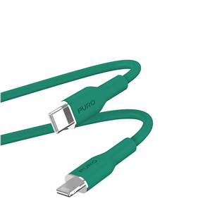 Laidas Puro SOFT, USB-C, Lightning, 1,5 m, green Prekė - PUCAPLTUSBCICONDKGRN