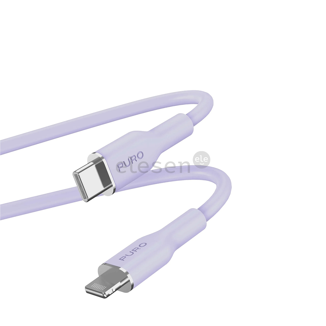 Laidas Puro SOFT, USB-C, Lightning, 1,5 m, lavender Prekė - PUCAPLTUSBCICONLVD