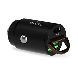 Automobilinis įkroviklis Puro Mini, USB-A, USB-C, 30 W, black