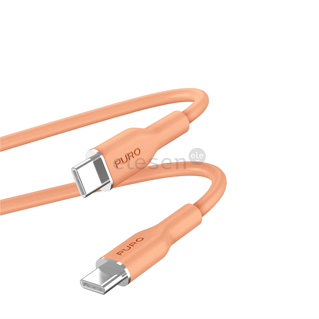 Laidas Puro Soft, USB-C / USB-C, 1,5 m, peach Prekė - PUUSBCUSBCICONLORA