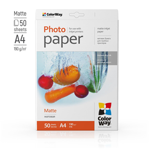 Foto popierius ColorWay A4, 190 g/m², 50 sheets, matte Prekė - PM190050A4