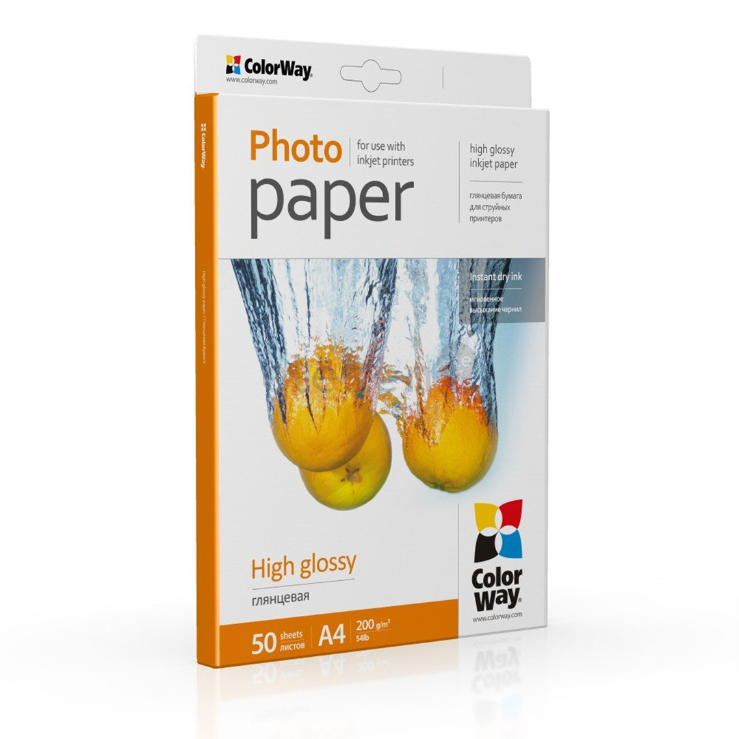 ColorWay High Glossy Photo Paper, 50 листов, A4, 200 г/м² - Фотобумага Товар - PG200050A4