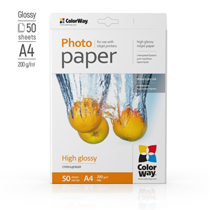 Foto popierius ColorWay High Glossy Photo Paper, 50 sheets, A4, 200 g/m² Prekė - PG200050A4