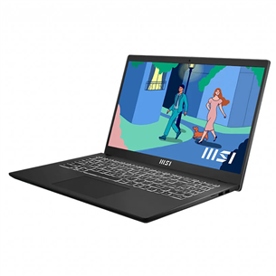 Nešiojamas kompiuteris MSI Modern 15 B12M, 15.6'', FHD, i5, 8 GB, 512 GB, ENG, juodas Prekė - MODERN15-B12M-414NL