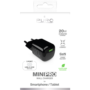 Puro MiniPro, USB-C, 20 W, black - Power adapter Item - PUFCMTCUSBC20WGBLK