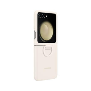 Dėklas Samsung Silicone Case with Ring, Galaxy Flip5, cream