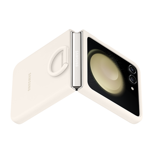 Dėklas Samsung Silicone Case with Ring, Galaxy Flip5, cream