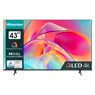 Hisense E7KQ, 43", Ultra HD, QLED, black - TV 43E7KQ