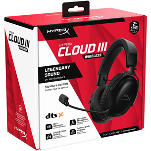 HyperX Cloud III Wireless, juodos - Belaidės ausinės