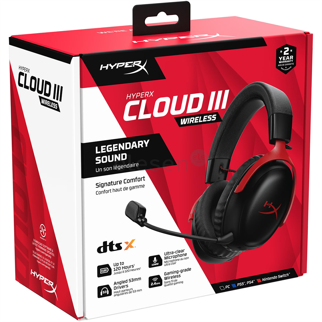 HyperX Cloud III Wireless, черный/красный - Беспроводная гарнитура