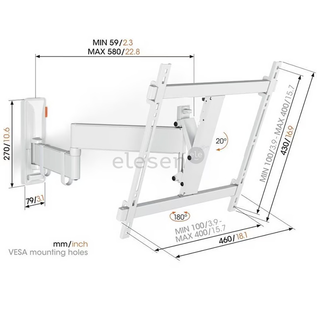 Vogel's 3443W Comfort Full-Motion, 32" - 65", white - TV wall mount