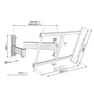 Vogel's TVM 3643 Full-Motion, 180º, 40'' - 77'', white - TV wall mount Item - TVM3643W