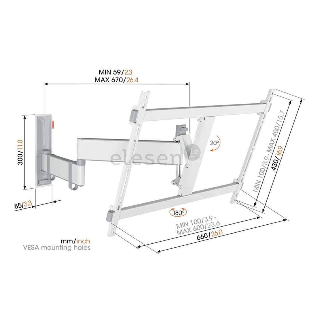 Vogel's TVM 3643 Full-Motion, 180°, 40'' - 77'', белый - Настенное крепление для телевизора Товар - TVM3643W