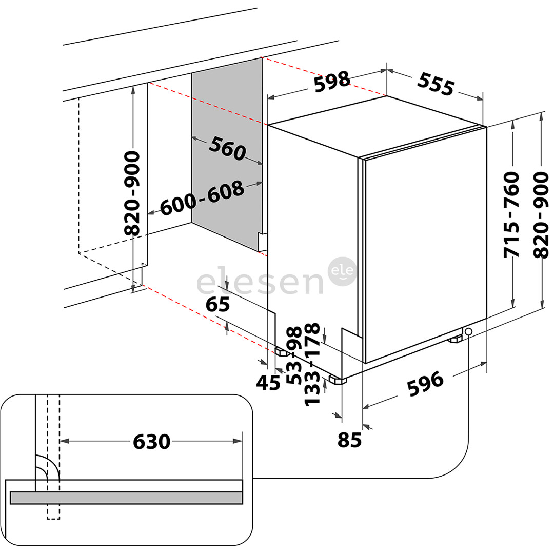 Whirlpool, 15 place settings, width 60 cm - Built-in dishwasher