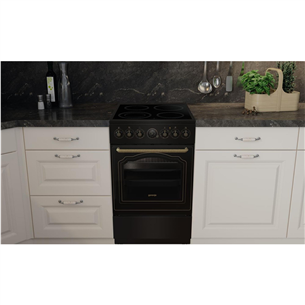 Gorenje, retro, 70 L, juoda - Viryklė Prekė - GECS5B70CLB