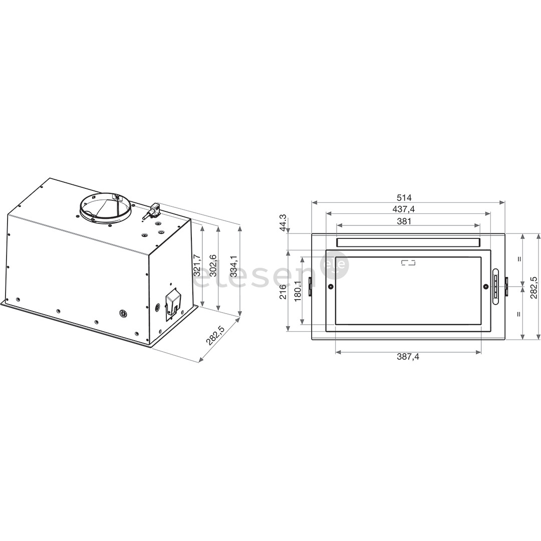 Whirlpool, 395 m³/h, width 51,4 cm, inox - Built-in cooker hood Item - WCT364FLBX