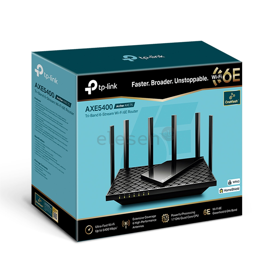 TP-Link Archer AXE75, AXE5400 Tri-Band Gigabit Wi-Fi 6E, black - WiFi router