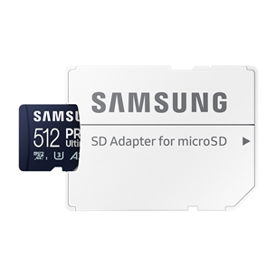 Atminties kortelė Samsung PRO Ultimate, microSDXC, SD adapteris, 512 GB Prekė - MB-MY512SA/WW