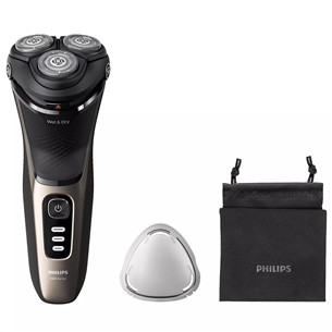 Barzdaskutė Philips Shaver 3000 Series, šlapias ir sausas skutimas, juoda/aukso Prekė – S3242/12 S3242/12
