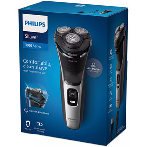 Philips Shaver 3000 Series, Wet & Dry, black/silver - Shaver Item - S3143/00